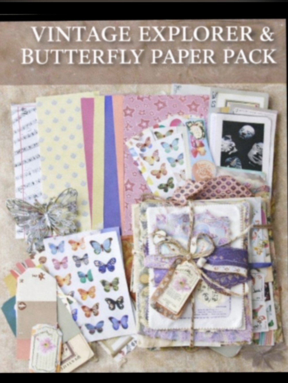 Explorer & Butterfly Junk Journal Starter Kit – 40+ Pieces Ephemera Bundle●